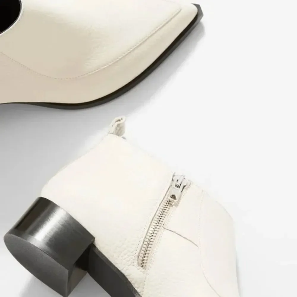 NEW Everlane Ankle Boot/‎ The Boss Bootie in Bone/ Italian Leather /Size 7.5